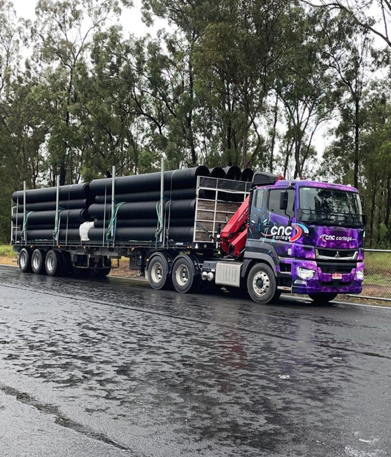 SEMI TRAILER CRANE TRUCK HIRE CNC Cartage Transport Solutions